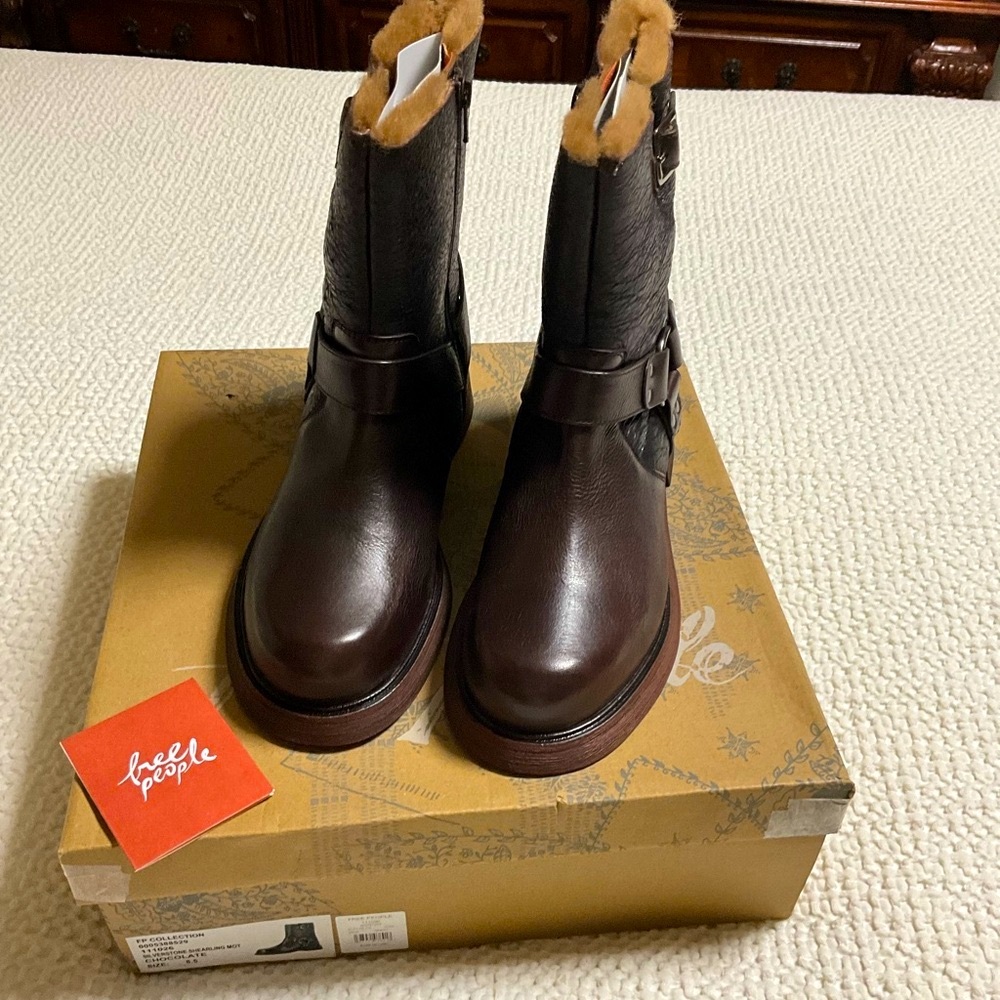 Free People Silverstone Shearling Moto Woman Leather Boots